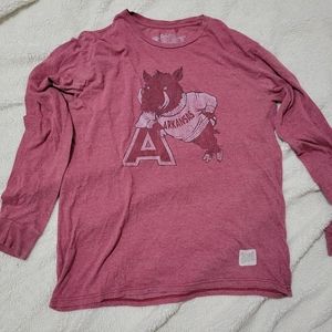 Mens Retro Brand Arkansas Razorbacks Long Sleeve Shirt Size L